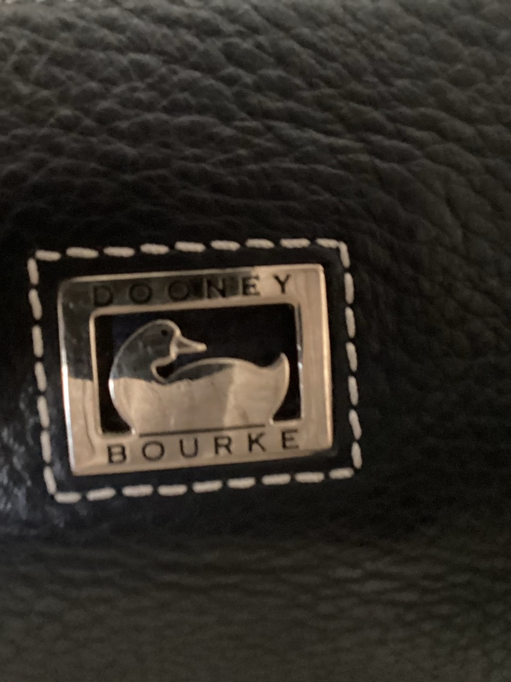 Dooney & Bourke Black Leather Mini Bag with Silver Duck Plaque
